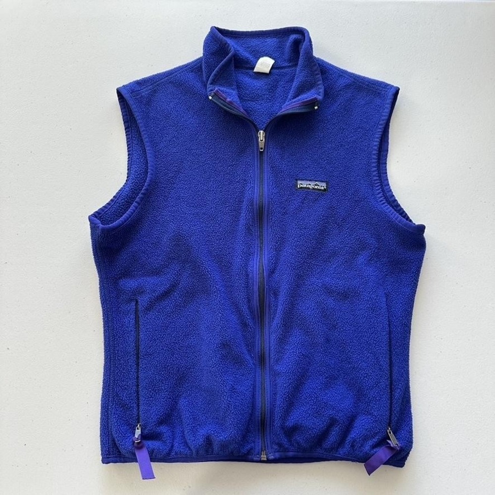 Vintage Patagonia Synchilla Fleece Vest Womens Small Blue Full Zip Made USA S8